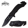 Tactical Rescue Style All Black Handle Spring Assisted Folding Pocket Knife Collectible Weapons - Tophatter Daily Deals