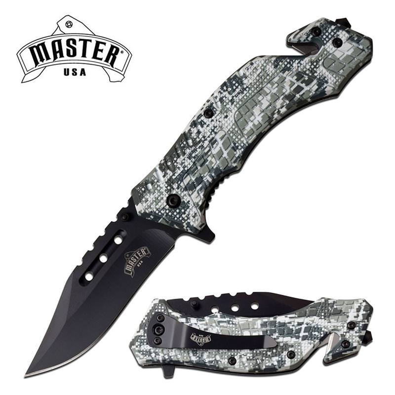 Tactical Rescue Style Digital Camo Handle Spring Assisted Folding Pocket Knife - TOPHATTER'S ARMORY DEALS Collectible Weapons - Tophatter Daily Deals