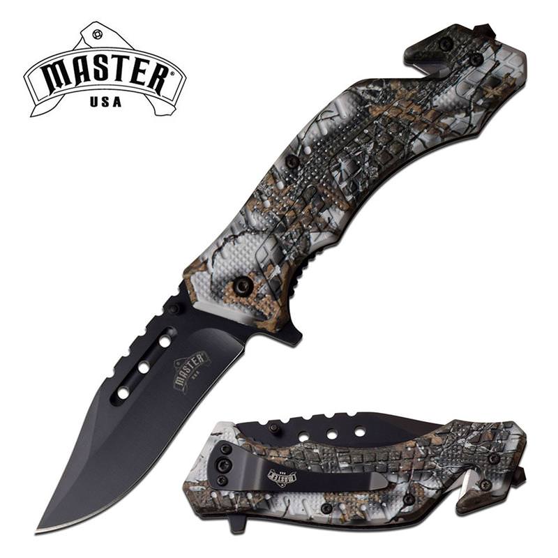Tactical Rescue Style Snow Camo Handle Spring Assisted Folding Pocket Knife - Tophatter's Inc. Weapons Store Online Collectible Weapons - Tophatter Daily Deals