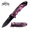 3.5" Black Serrated Blade Lady Pink Camo Hunter EDC Spring Assist Knife - Tophatter's Army Products & Self Defense Collectible Weapons - Tophatter Daily Deals