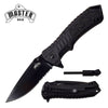 Survival Folding Knife 3.5" Serrated Blade Black Fire Starter Spring Assisted - Tophatter's Army Products & Self Defense Collectible Weapons - Tophatter Daily Deals