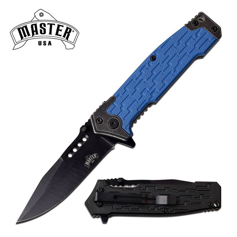 3.5" Black Blade Blue Everyday Carry Tactical Spring Assist Knife Collectible Weapons - Tophatter Daily Deals