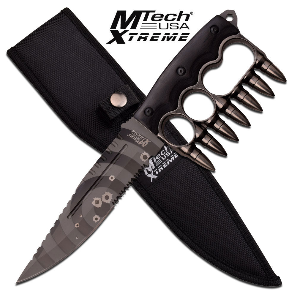 MTech USA XTREME Fixed Blade Bullet Knuckle Trench Knife 11.8" - Silver Knife-Fixed - Tophatter Daily Deals