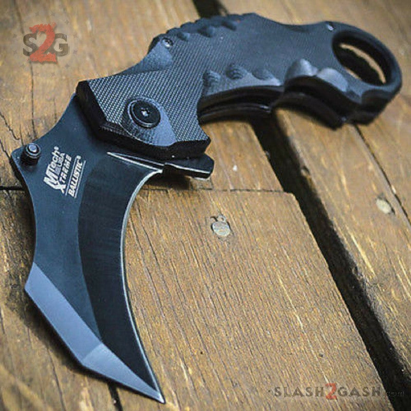Black G10 Karambit Claw Spring Assisted Folding Knife Combat Tactical 8" Knife-Assist - Tophatter Daily Deals