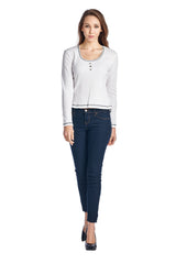 Women's Button Detail Long Sleeve Top Tops - Tophatter Daily Deals