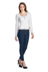 Women's Button Detail Long Sleeve Top Tops - Tophatter Daily Deals