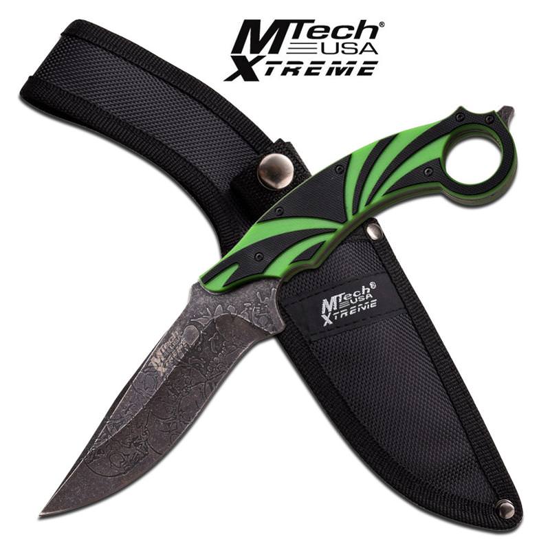 M-Tech Xtreme Stroke Lime Green Fixed Blade Knife - Black Stonewash - TOPHATTER'S ARMORY DEALS Collectible Weapons - Tophatter Daily Deals