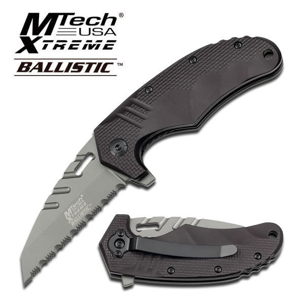 4 Inch Black and Grey Claw Knife Spring Assisted Fully Serrated EDC Collectible Weapons - Tophatter Daily Deals