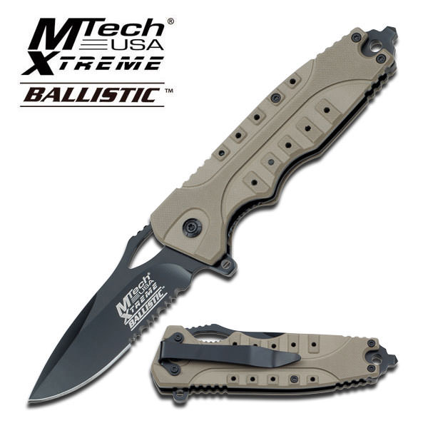 Tactical Assisted Opening Knife With Tan G10 Handle - Tophatter's Inc. Weapons Store Online Collectible Weapons - Tophatter Daily Deals