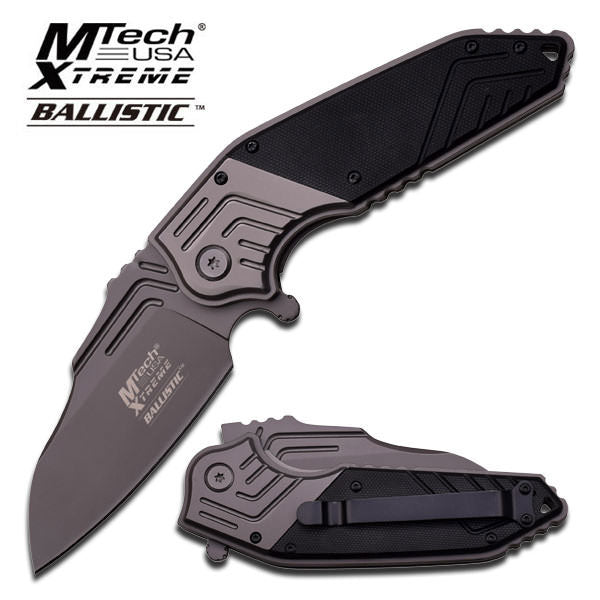M-Tech Xtreme Ballistic Mammoth Black G10 Spring Assisted Knife - Gray - TOPHATTER'S ARMORY DEALS Collectible Weapons - Tophatter Daily Deals