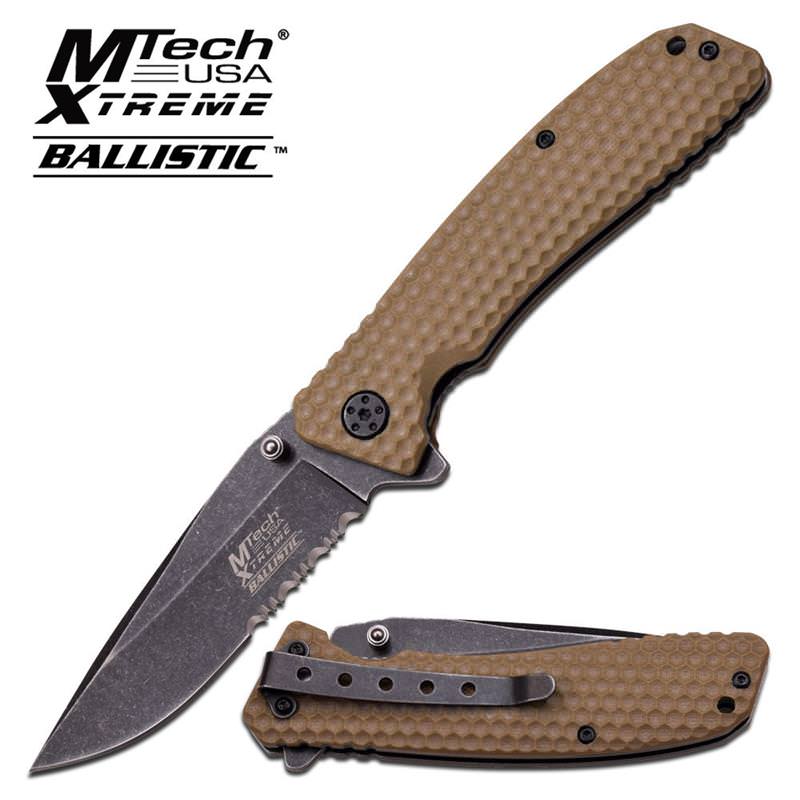 Stonewash Textured Desert Tan G10 Handle Spring Assist Folding Knife - Tophatter's Guns'N'Weapons Store Collectible Weapons - Tophatter Daily Deals