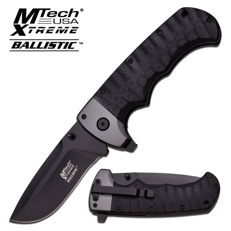 Heavy Duty Black Silver Spring Assist Folding EDC Knife Ergonomic G10 - Tophatter's Inc. Weapons Store Online Collectible Weapons - Tophatter Daily Deals