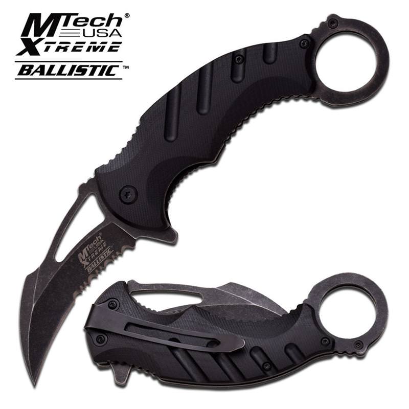 Black Combat Karambit G10 Spring Assisted Folding Pocket Knife Collectible Weapons - Tophatter Daily Deals