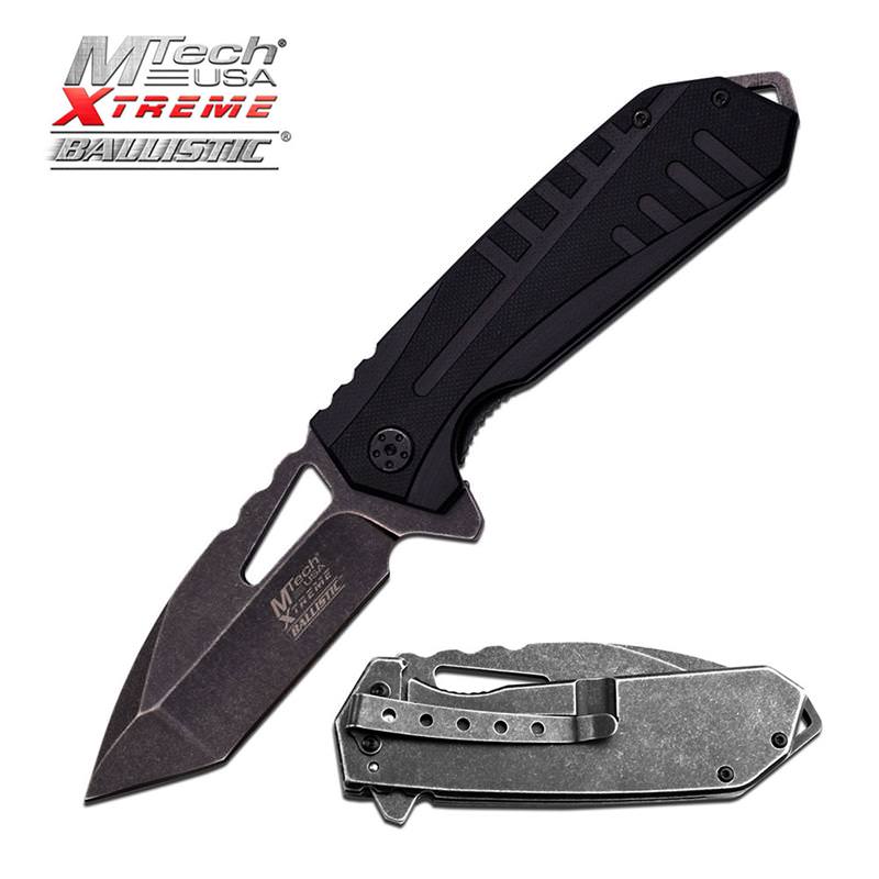 MTech Tactical Spring Assist Folding Knife Black Tanto Everyday Carry - TOPHATTER'S ARMORY DEALS Collectible Weapons - Tophatter Daily Deals