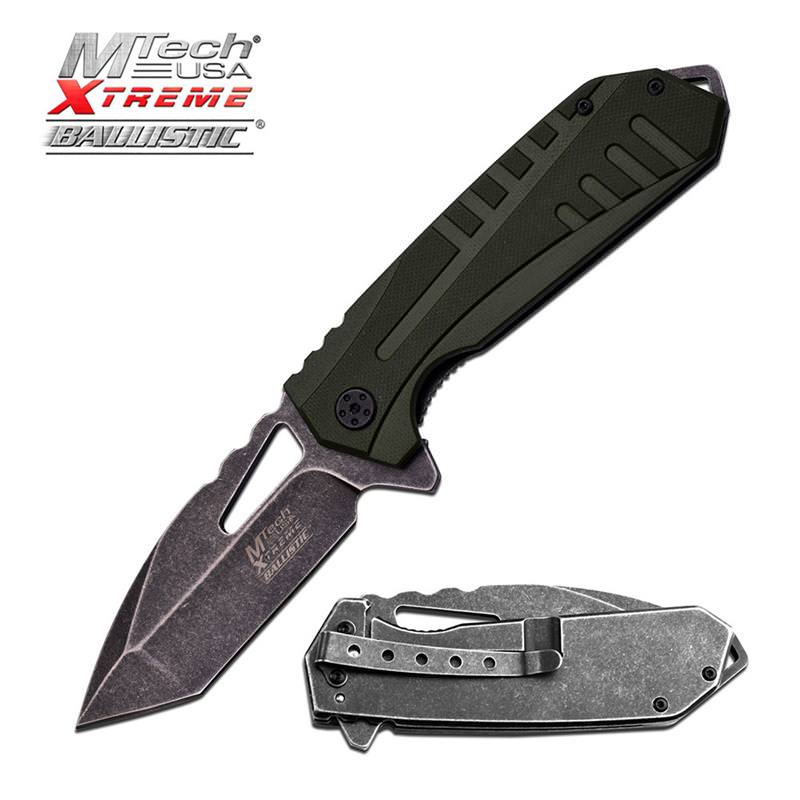 MTech Tactical Spring Assist Folding Knife Army Green Tanto EDC - TOPHATTER'S ARMORY DEALS Collectible Weapons - Tophatter Daily Deals