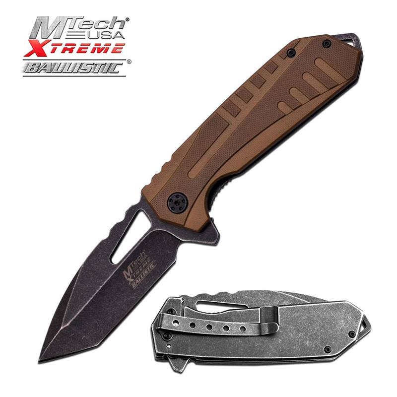 MTech Tactical Spring Assist Folding Knife Desert Tan Tanto EDC Collectible Weapons - Tophatter Daily Deals