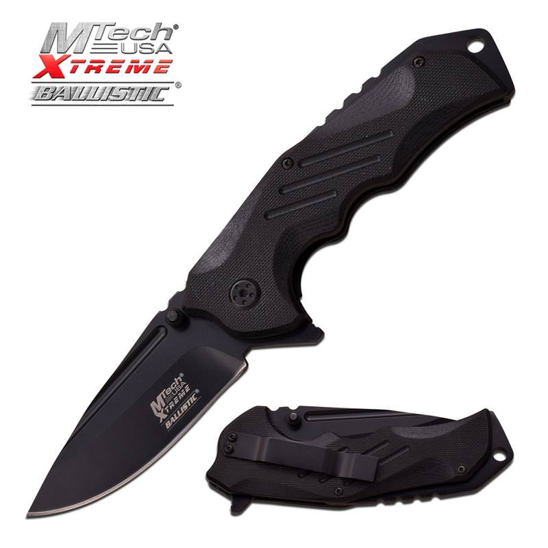 4.75 Inch Closed MTech Xtreme Black Spring Assisted Knife Collectible Weapons - Tophatter Daily Deals