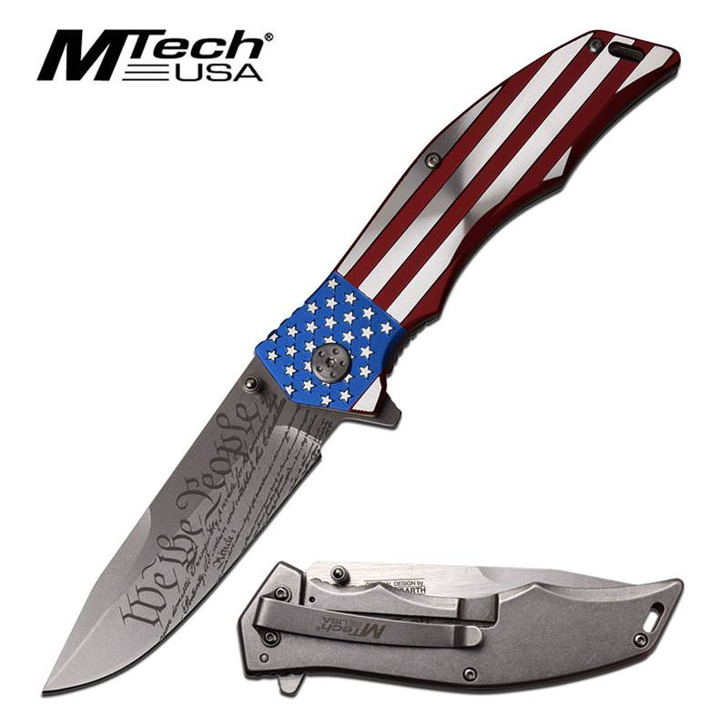 American Flag Patriot US Constitution, We the People Spring Assist Knife - Tophatter's Guns'N'Weapons Store Collectible Weapons - Tophatter Daily Deals