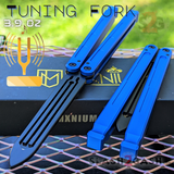 MXNIUM Channel Balisong Swordfish Butterfly Knife w/ Tuning Fork - DING Blue - w Inked TRAINER Knife-Balisong - Tophatter Daily Deals