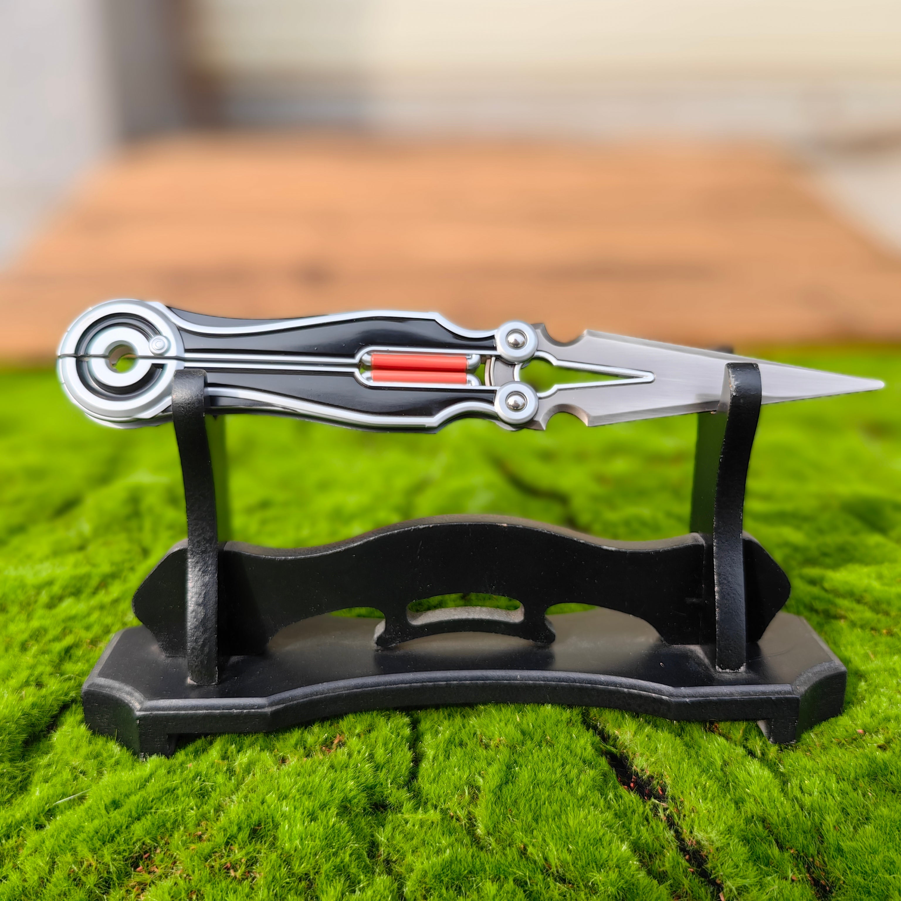 Metal Magepunk 3.0 Sparkswitch Knife Dull Blade Replica For Display Black & Stand A - Tophatter Daily Deals