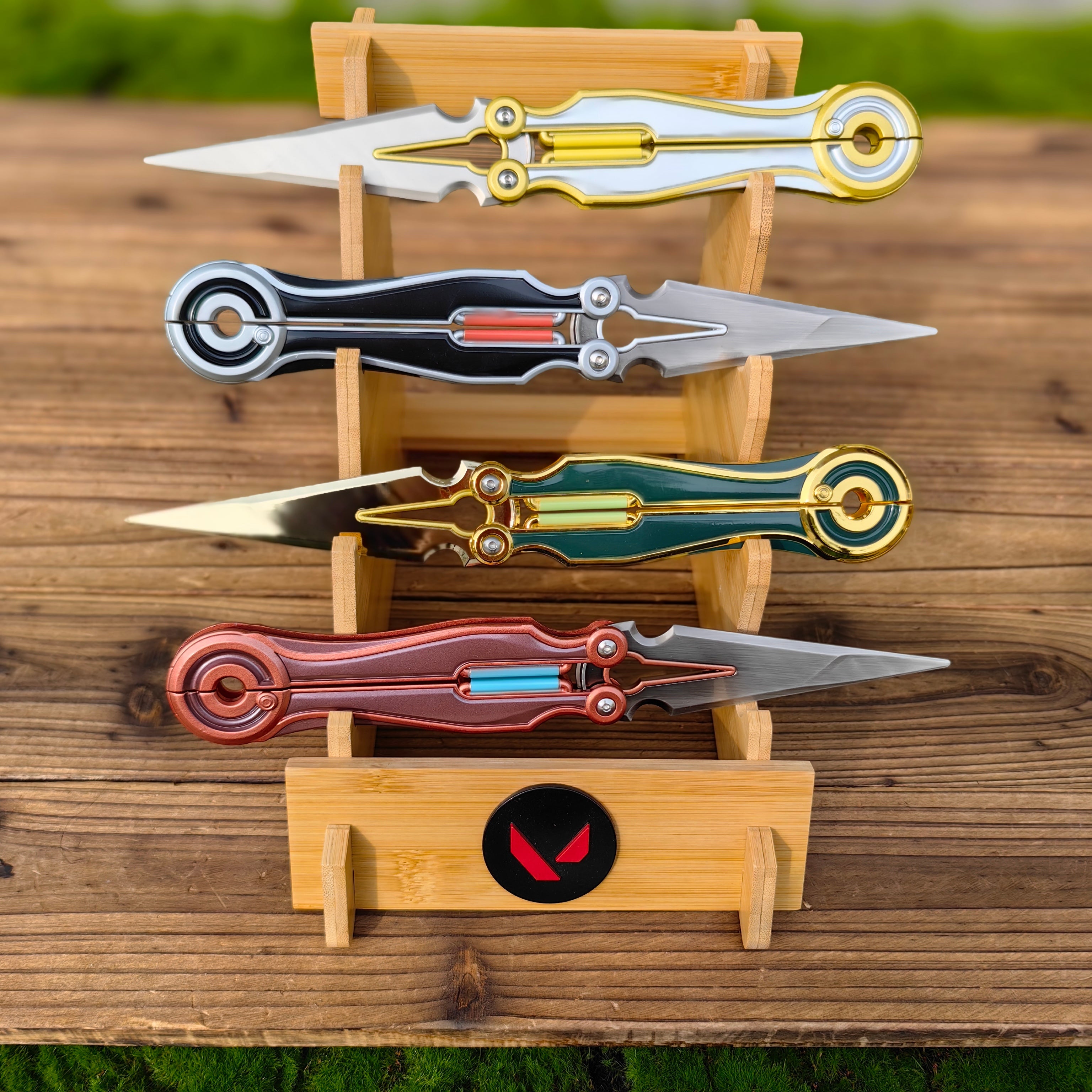 Metal Magepunk 3.0 Sparkswitch Knife Dull Blade Replica For Display 4 Knives & Stand - Tophatter Daily Deals