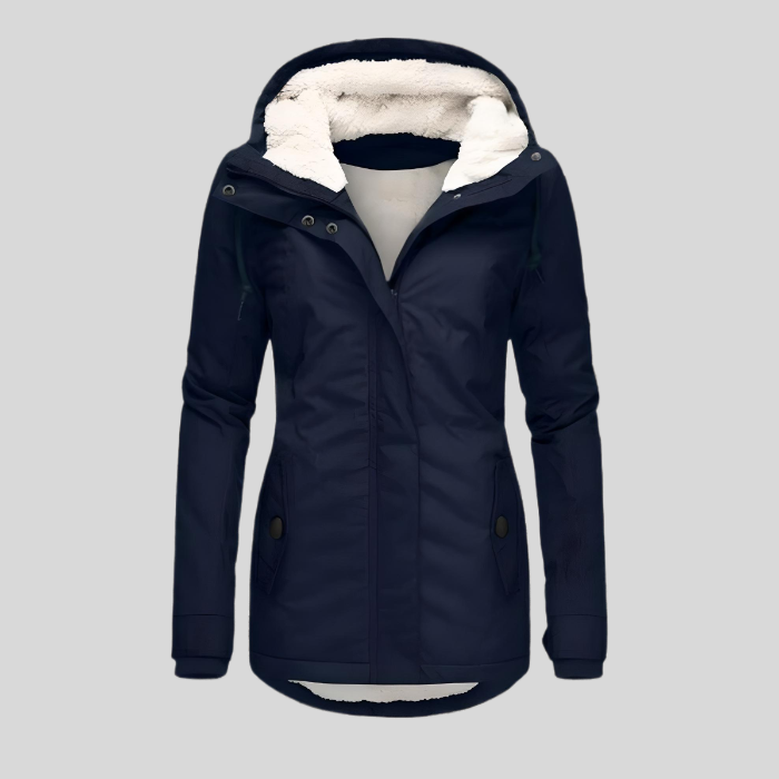 Waterproof Women's Parka - Long Hooded, Insulated Winter Navy blue - Tophatter Daily Deals