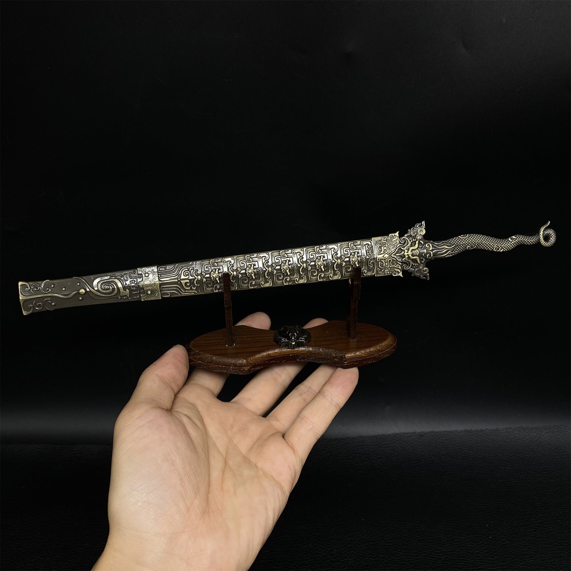 Chinese Style Swords Metal Tiny Sword Replicas Magical Dragon Sword & Stand - Tophatter Daily Deals