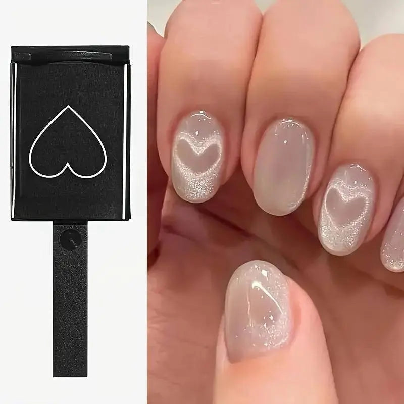 Magnetic Cat Eye Nail Polish Gel with Heart & Wave Patterns - Strong Square Magnet, Scent-Free Manicure Tool for Hands, Feet & Nails 1pc - Tophatter Daily Deals