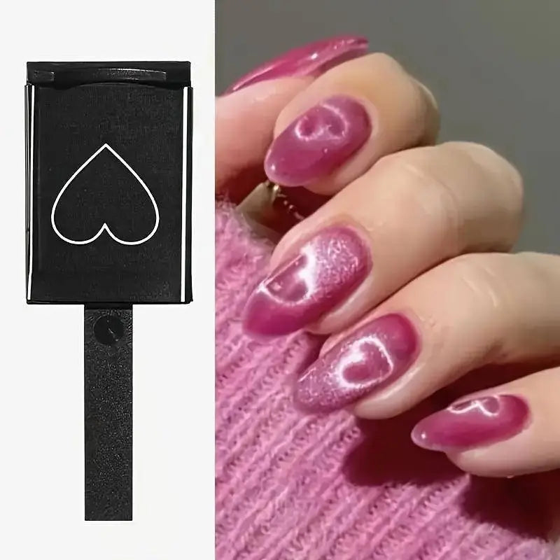 Magnetic Cat Eye Nail Polish Gel with Heart & Wave Patterns - Strong Square Magnet, Scent-Free Manicure Tool for Hands, Feet & Nails - Tophatter Daily Deals