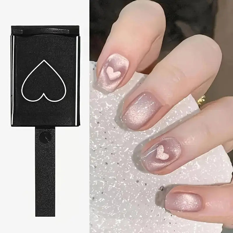 Magnetic Cat Eye Nail Polish Gel with Heart & Wave Patterns - Strong Square Magnet, Scent-Free Manicure Tool for Hands, Feet & Nails - Tophatter Daily Deals
