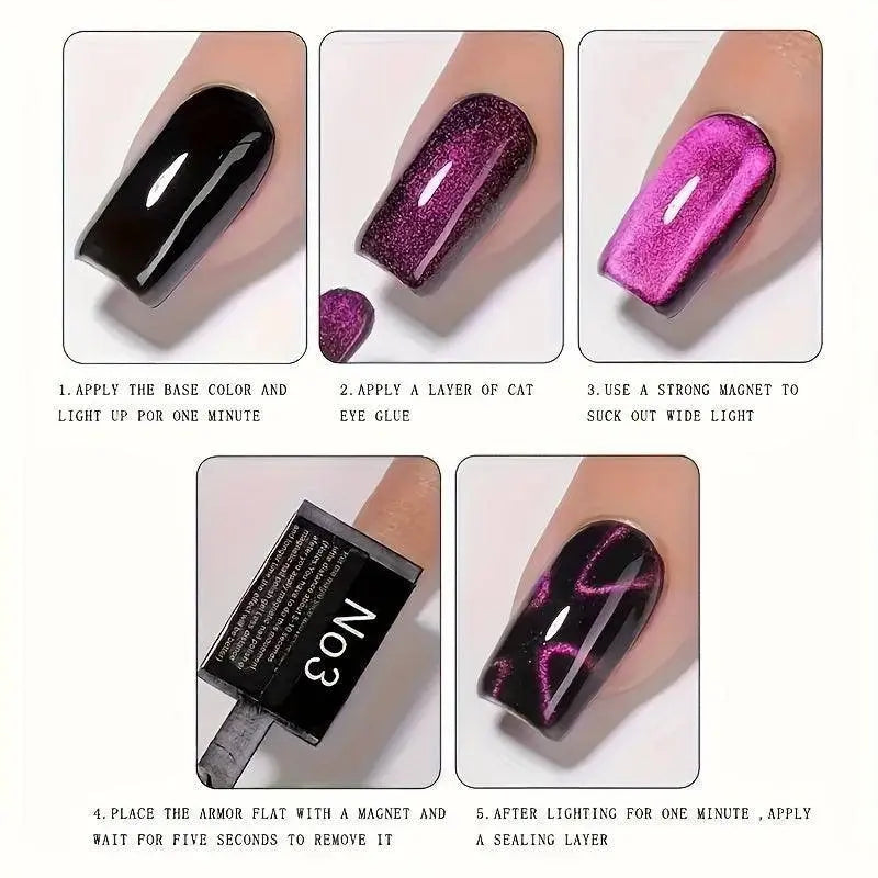 Magnetic Cat Eye Nail Polish Gel with Heart & Wave Patterns - Strong Square Magnet, Scent-Free Manicure Tool for Hands, Feet & Nails - Tophatter Daily Deals