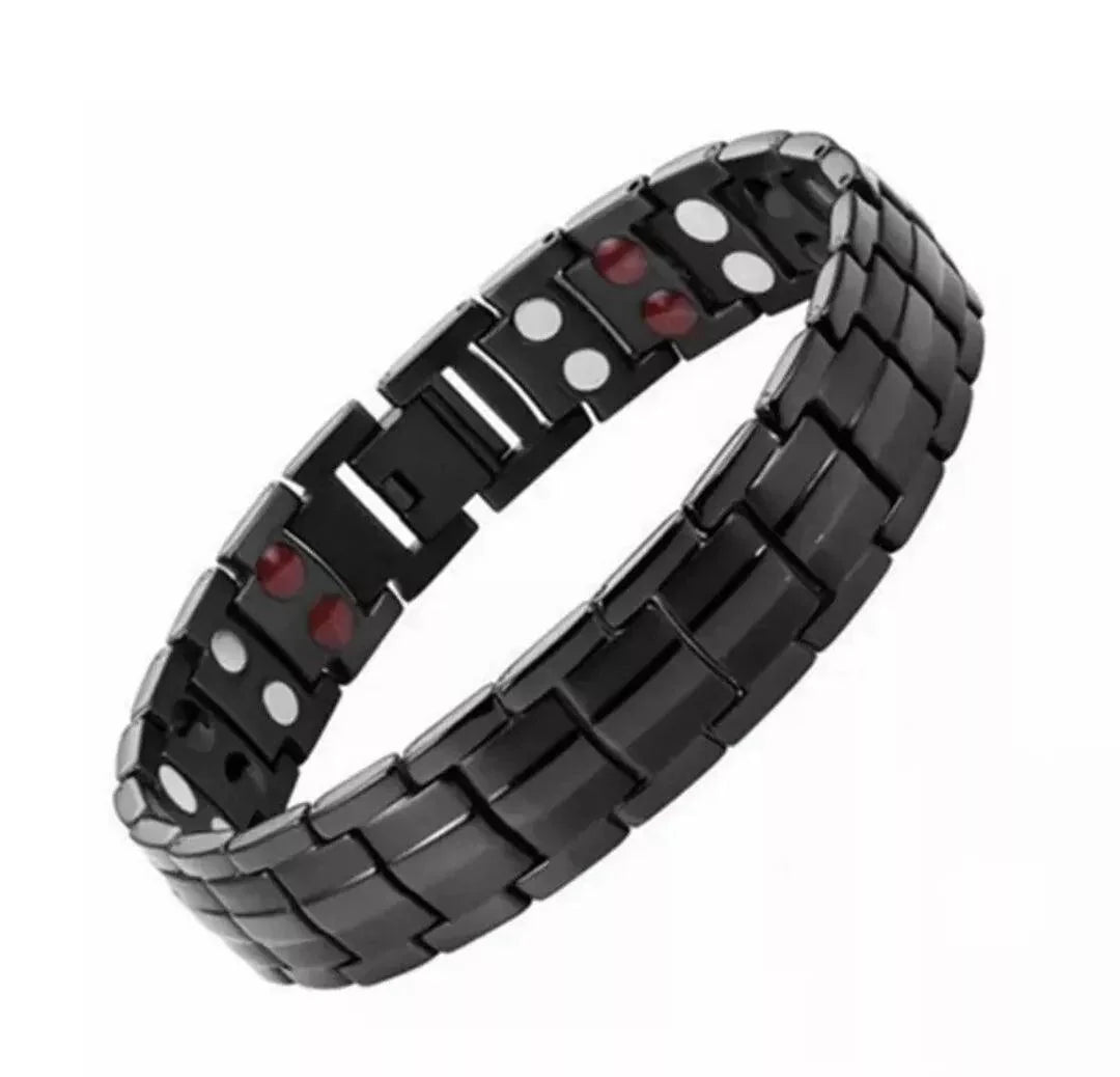 Magnetic Bracelet - Titanium Double Row Bio 4in1 Magnetic Bracelet | Arthritis Pain Relief Black Health & Beauty - Tophatter Daily Deals