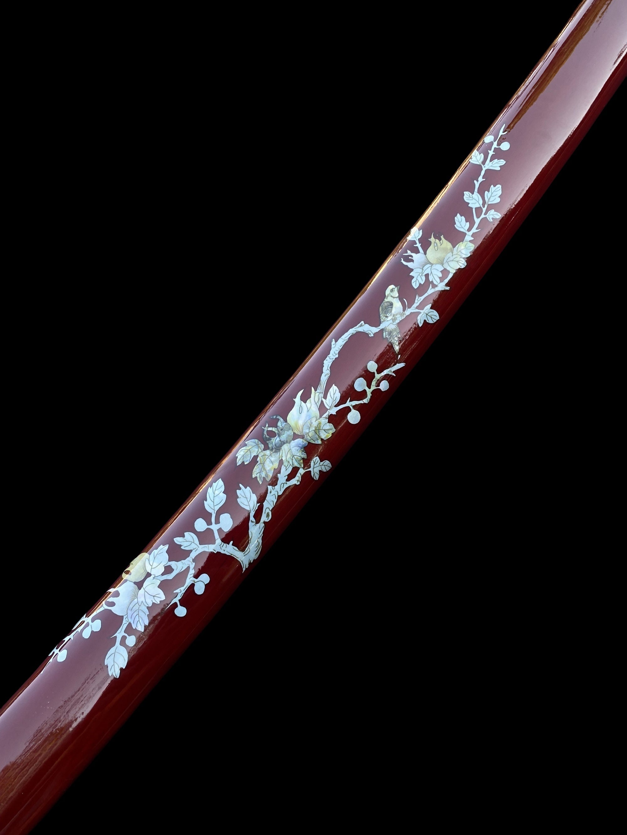 Traditional Japanese Katana Magpie Playing With Plum Blossoms - Tophatter Daily Deals