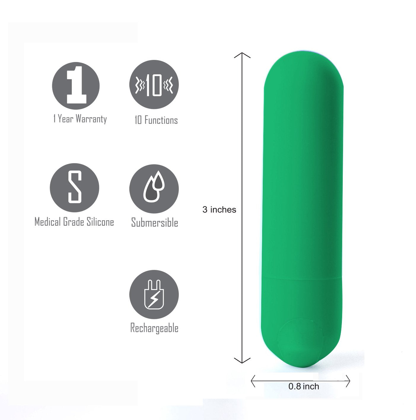 Maia Jessi (Emerald) – USB Rechargeable Bullet Vibrator 7.6 cm > Vibrators > Mini Vibrators - Tophatter Daily Deals