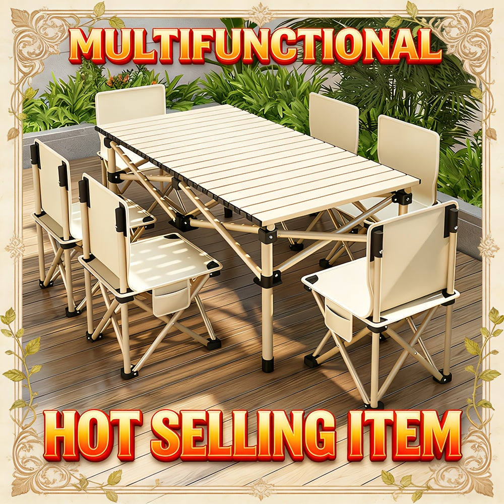 Portable Folding Camping Table for 4-6 People Adjustable Height Picnic BBQ Table Outdoor Recreation - Tophatter Daily Deals