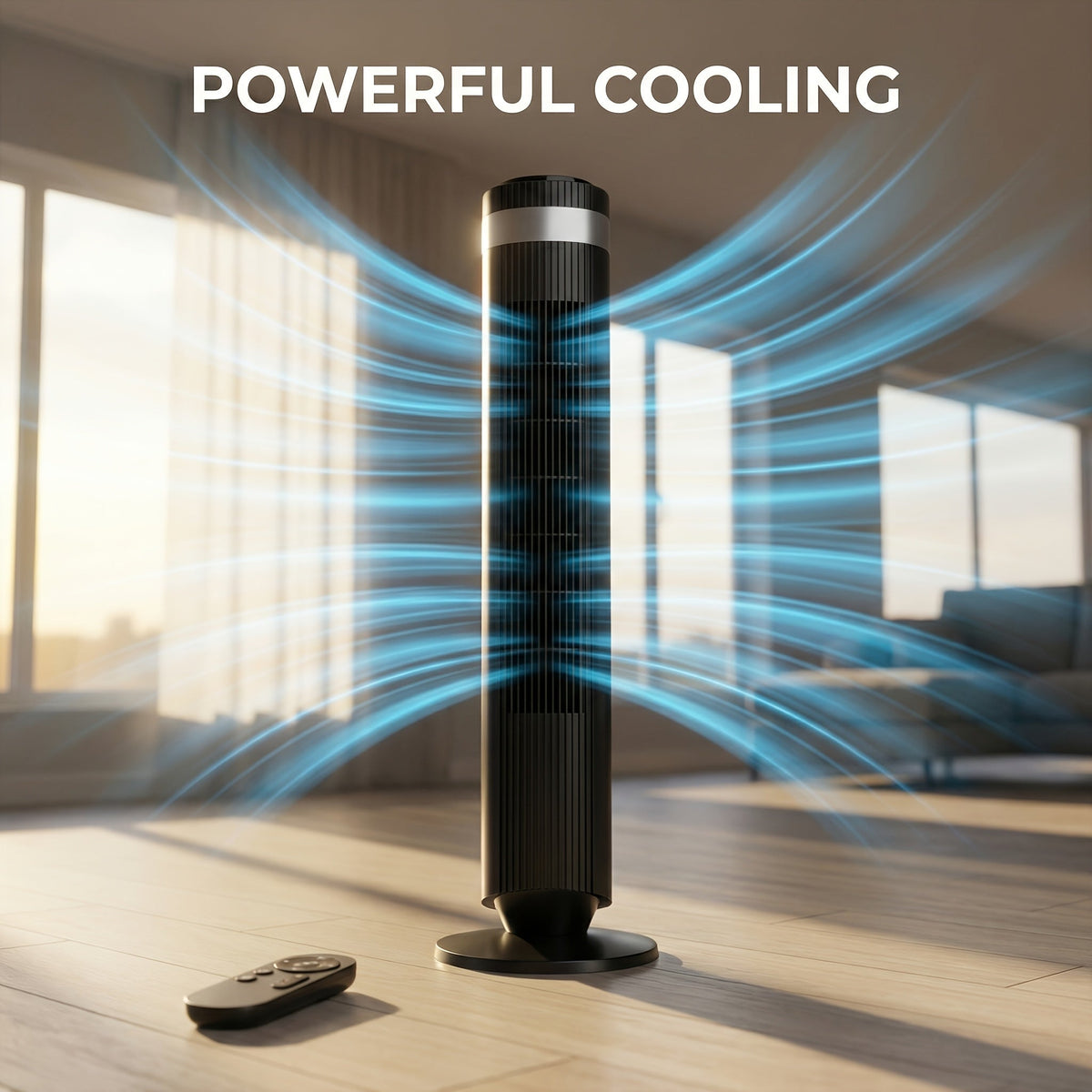 Bladeless Tower Fan - 5 Speeds, 64° Oscillating, Remote & Timer Household Appliances - Tophatter Daily Deals