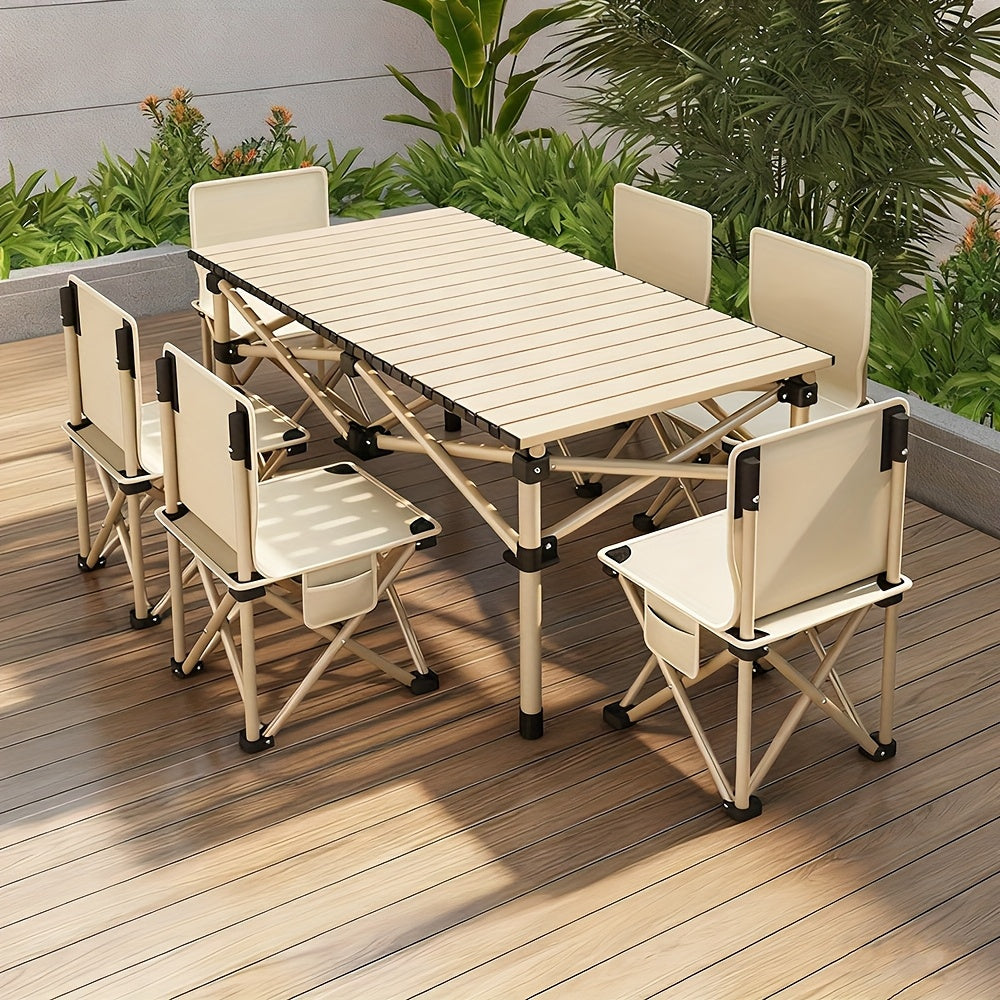 Portable Folding Camping Table for 4-6 People Adjustable Height Picnic BBQ Table Outdoor Recreation - Tophatter Daily Deals