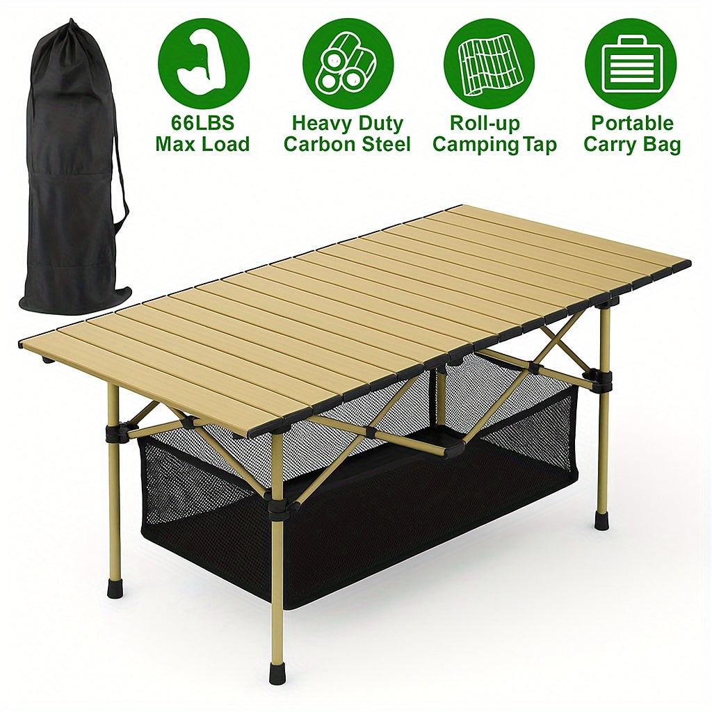 Portable Folding Camping Table for 4-6 People Adjustable Height Picnic BBQ Table Outdoor Recreation - Tophatter Daily Deals