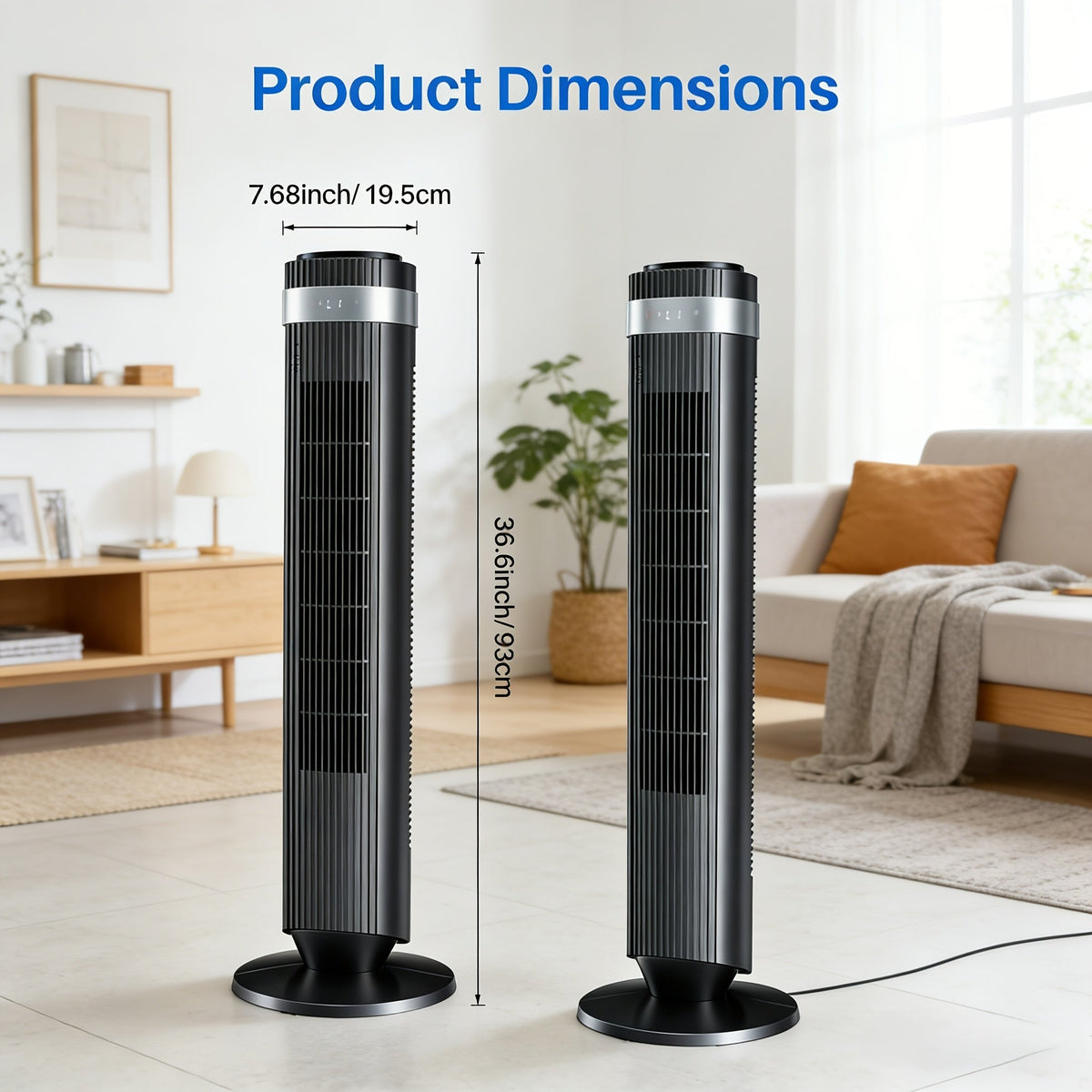 Bladeless Tower Fan - 5 Speeds, 64° Oscillating, Remote & Timer Household Appliances - Tophatter Daily Deals
