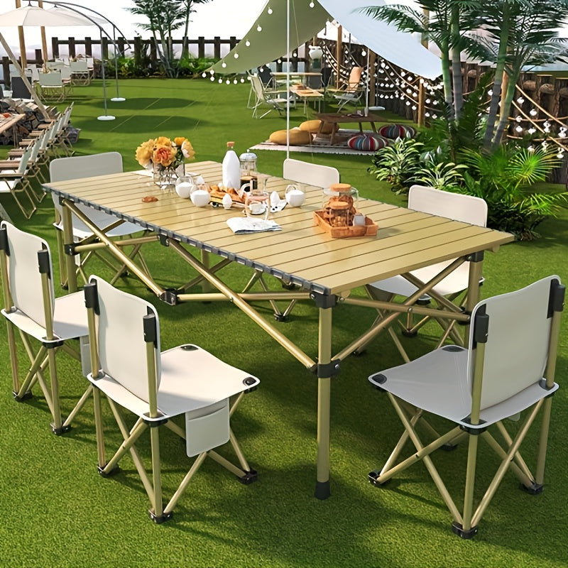 Portable Folding Camping Table for 4-6 People Adjustable Height Picnic BBQ Table Outdoor Recreation - Tophatter Daily Deals
