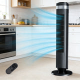 Bladeless Tower Fan - 5 Speeds, 64° Oscillating, Remote & Timer Black Household Appliances - Tophatter Daily Deals
