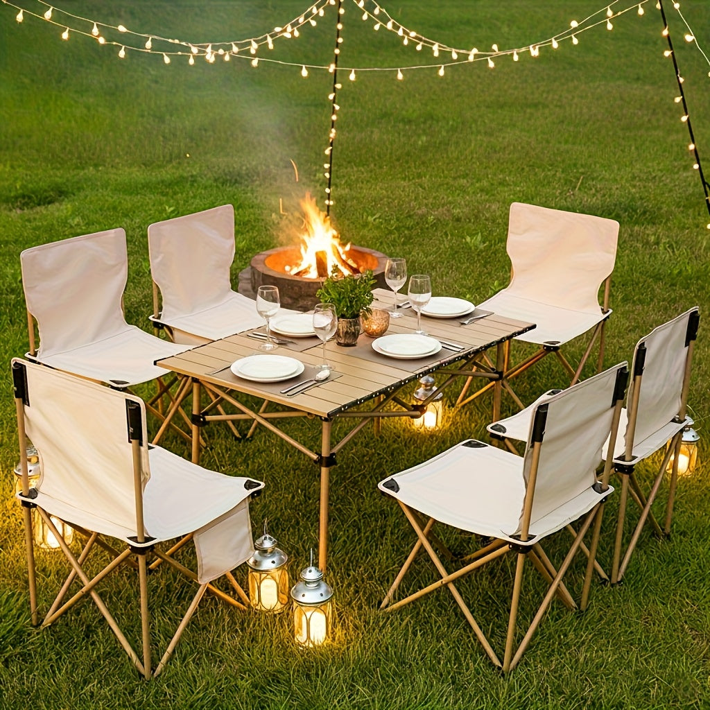 Portable Folding Camping Table for 4-6 People Adjustable Height Picnic BBQ Table Outdoor Recreation - Tophatter Daily Deals