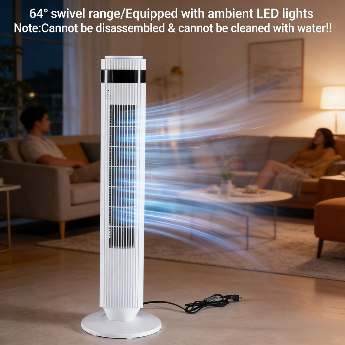 Bladeless Tower Fan - 5 Speeds, 64° Oscillating, Remote & Timer White Household Appliances - Tophatter Daily Deals
