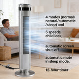 Bladeless Tower Fan - 5 Speeds, 64° Oscillating, Remote & Timer Silver Household Appliances - Tophatter Daily Deals