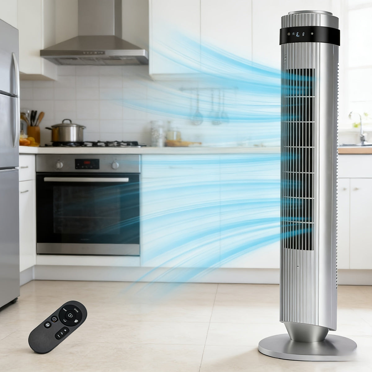 Bladeless Tower Fan - 5 Speeds, 64° Oscillating, Remote & Timer Household Appliances - Tophatter Daily Deals