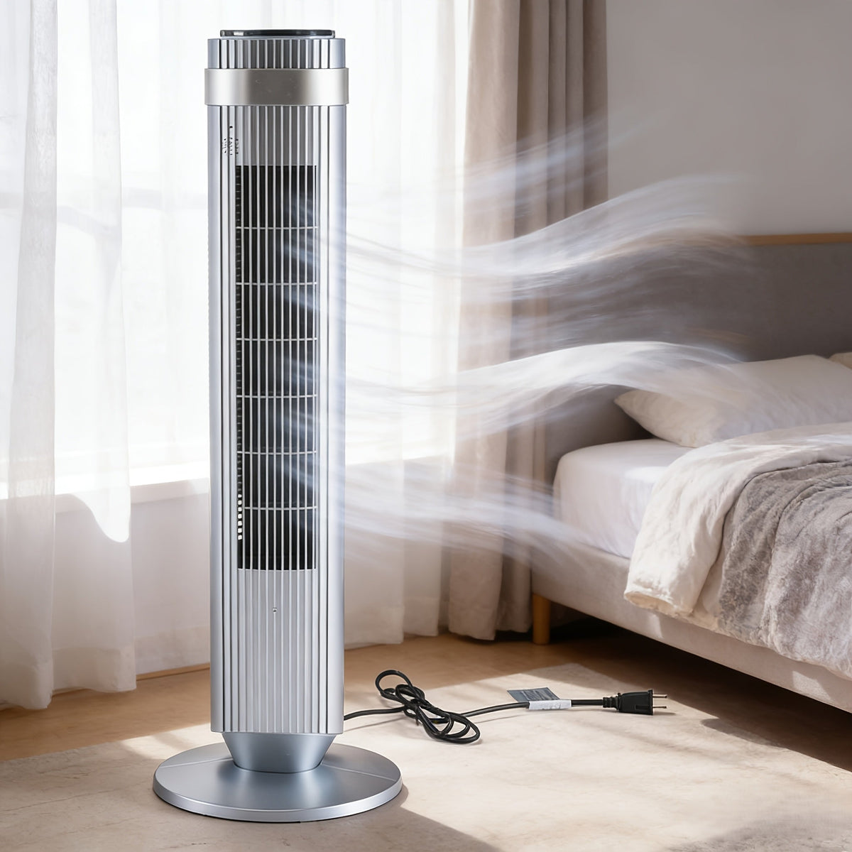 Bladeless Tower Fan - 5 Speeds, 64° Oscillating, Remote & Timer Household Appliances - Tophatter Daily Deals