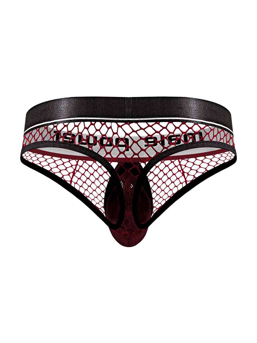 Male Power Burgundy Cock Pit Net Mesh Cock Ring Thong S/M > Clothes > Mens Thongs - Tophatter Daily Deals