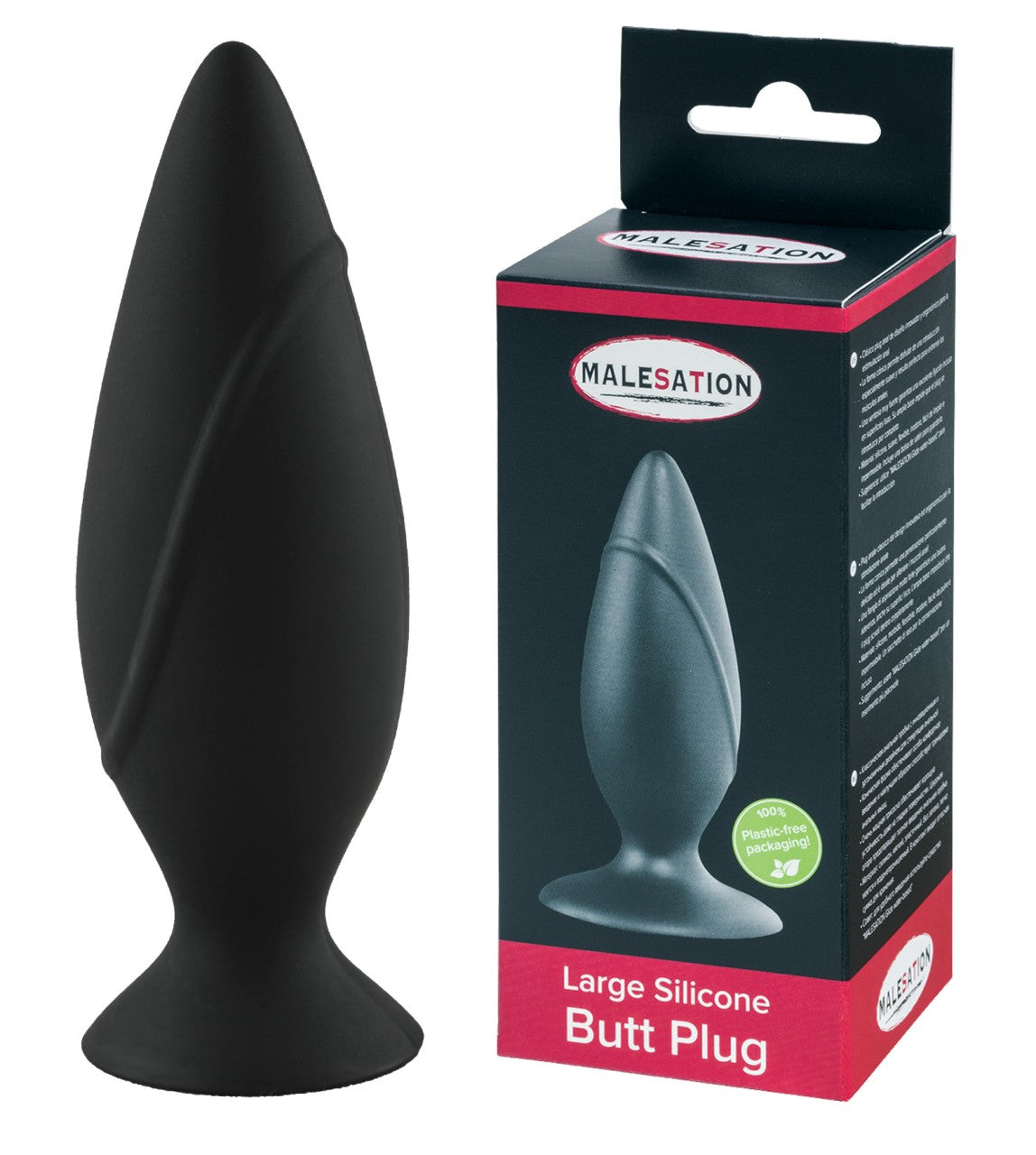 Malesation Large Silicone Butt Plug Black 12cm Length 4.1cm Diameter > Anal Range > Butt Plugs - Tophatter Daily Deals