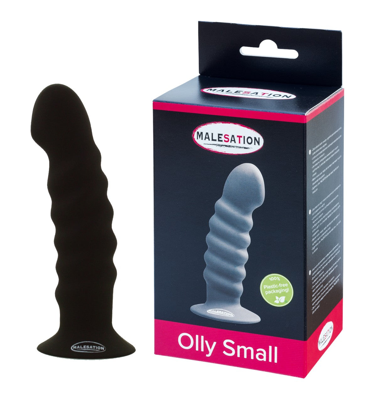 Malesation Olly Dildo Small Black Silicone 13.6 cm with Suction Cup and Storage Bag > Dildos > Slim Dildos - Tophatter Daily Deals