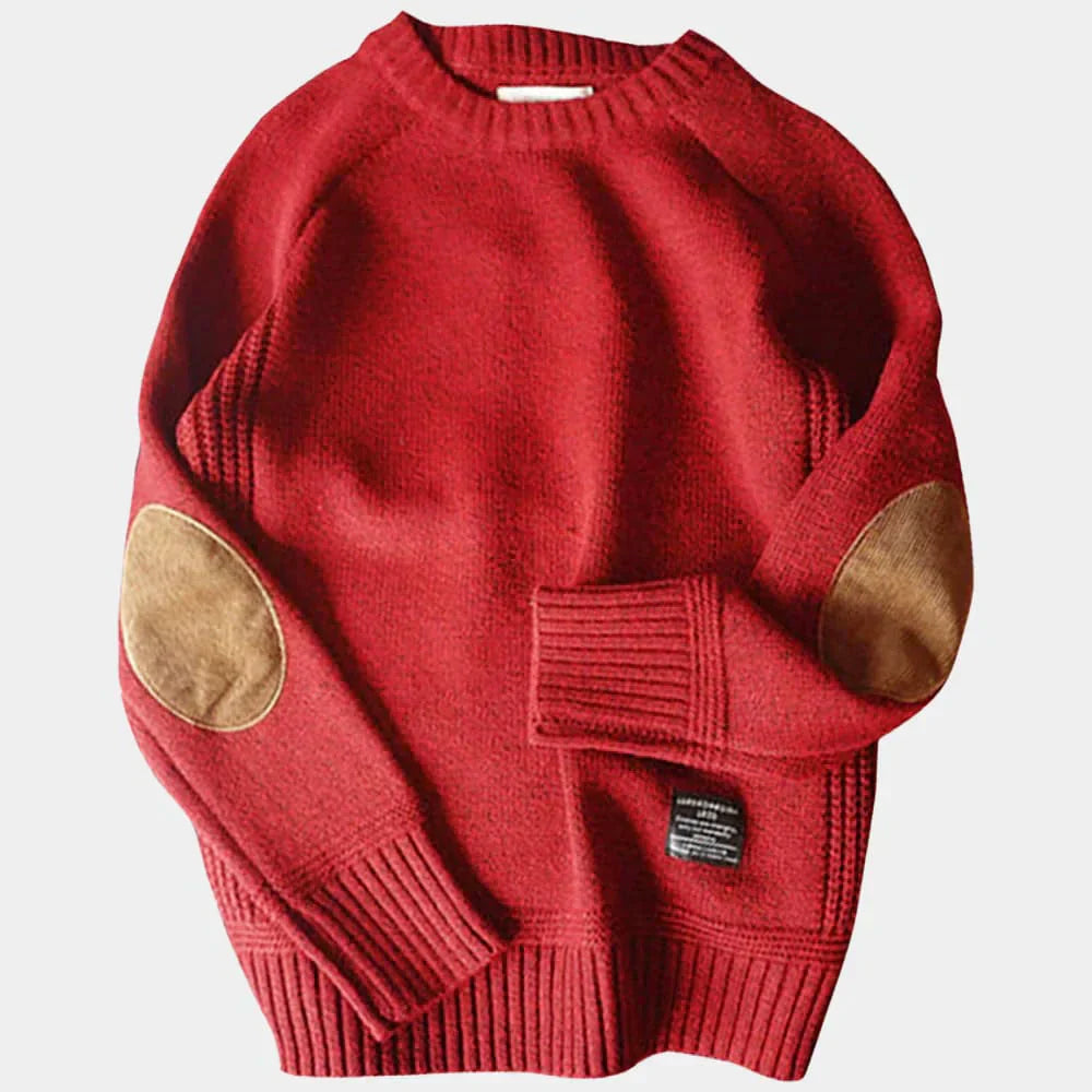 Warm Classic Men's Sweater - Crewneck, Chunky Knit Layering Red - Tophatter Daily Deals